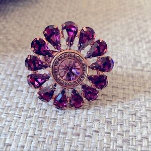 Coach purple rhinestone flower ring sz 7